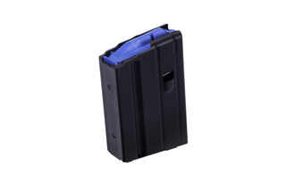 The C Products stainless steel 5 round 6.5 grendel magazine features a blue follower